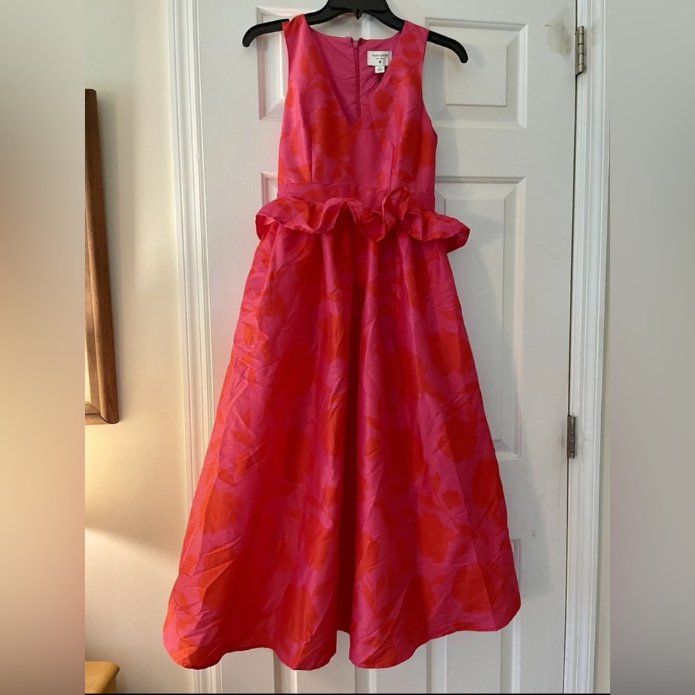 Kate Spade x Target Dress Women SZ 00 Classic Rose Peplum Midi Wedding Guest NWT